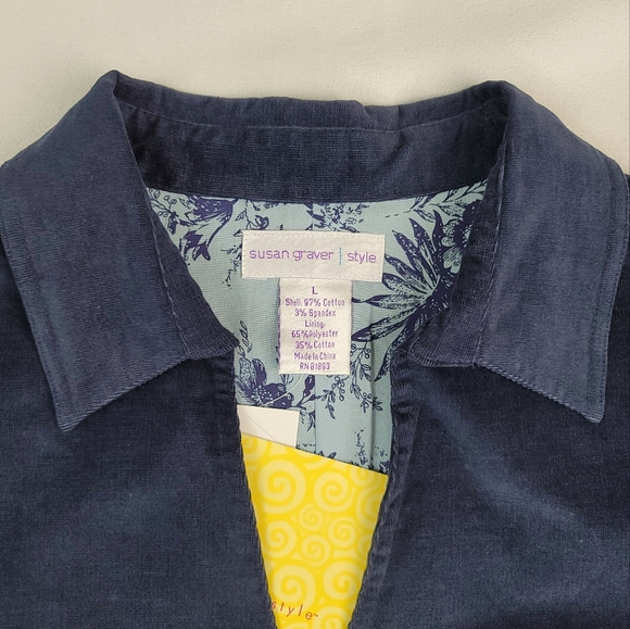 Susan Graver Corduroy Button Front Blazer Jacket Sz L - Picture 3 of 16